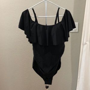 Black one piece maternity swimsuit